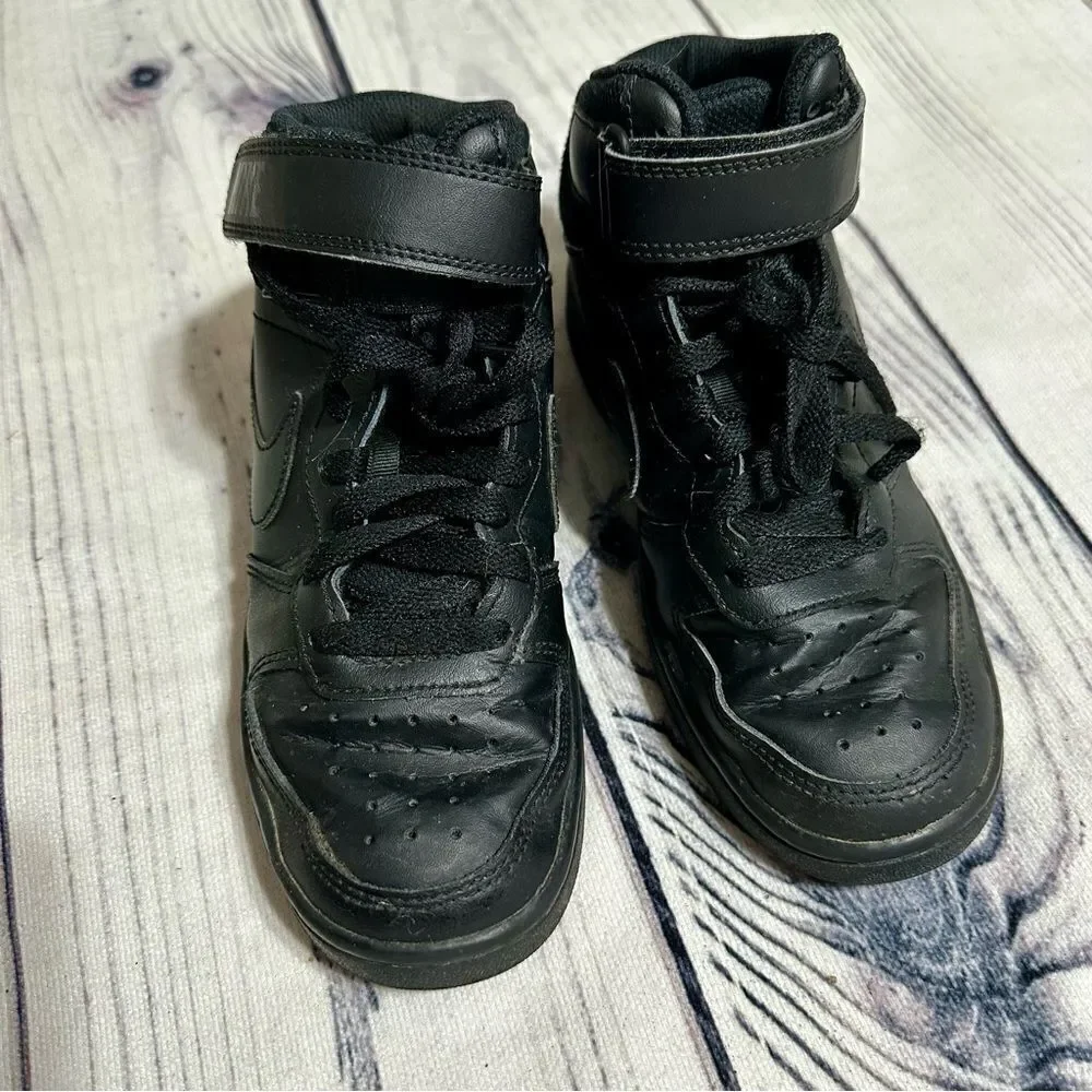 Nike Court Borough Mid 2‎ (GS) Youth Shoes Black/Black CD7782 001 Kids Sz 3.5